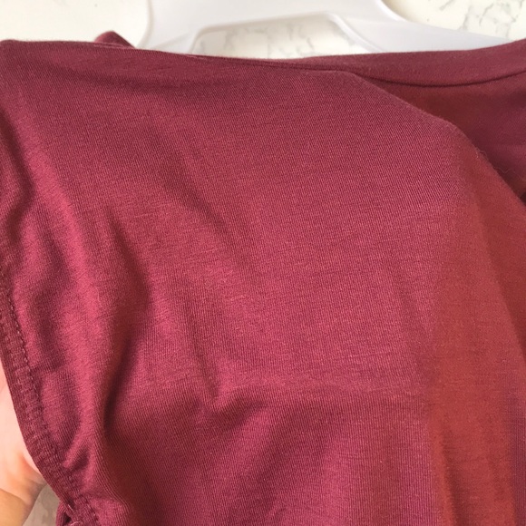 Knit Side Tie Up Burgundy Bodysuit - Picture 3 of 3